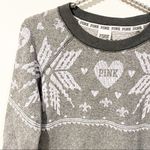 PINK - Victoria's Secret Victoria’s Secret PINK Christmas Winter Sweatshirt Gray Crew Neck snowflake Photo 1