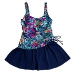 Maxine of Hollywood Tankini Swimsuit Dress Women 8 M Slimming Top Floral Ruched Photo 0