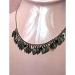 Silver Tone Leaf Charm Bib Necklace Boho Festival Statement Costume Jewelry Photo 2