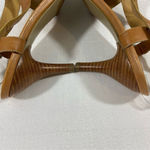 Nine West Camel Leather Kitten Heel Newbryonie Slingback Sandals Size 8.5M Tan Photo 8