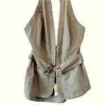 Anthropologie  Belted Halter Top Open Back Moss Green Size XL NEW Photo 5