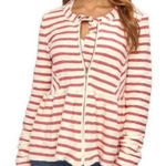 Free People  Striped Peplum Jacket size XS Long Sleeve Zip Up Photo 0