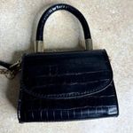ALDO Bordo Top Mini Satchel Crossbody Bag Black Faux Croc Photo 9