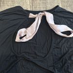 Adore Me Women's Solid Black Low Back Shirt W Grayish Purple Satin Ribbons Sz L Photo 5