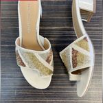 Donald pliner melrose sandal beaded heel 6.5 $200 formal party classic spring Tan Photo 2