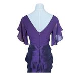 Adrianna Papell  Silk Plum Flutter Sleeve Tired knee length Dress size 2 Photo 8