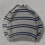 Ralph Lauren Grey and White Striped Chaps Sweater Photo 0