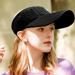 Textured Sun Visor Cap, open Top Summer Knitted Outdoor Sun Hat for Women Photo 1