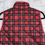 J.Crew Red Vest  BM367 Classic Tartan Plaid Puffer Vest Snap Pockets small Photo 4