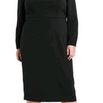 Target Sergio Hudson X Midi Sheath Dress 2X Womens Plus Black Knit Long Sleeve Photo 0