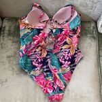 Kona Sol  Floral Hibiscus One Piece Swimsuit Size 20W Bikini Strappy Ruched Photo 4