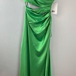 Mac Duggal Spring Green Cut Out One Shoulder Satin Gown Size 4 $498 68485 Photo 12