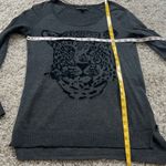 Rock & Republic Scoop Neck High Low Cheetah Long Sleeve Sweater Gray Studded S Photo 3