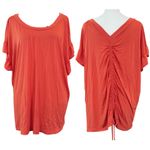 White Birch  coral ruched back top with flutter sleeves, size XL Photo 1
