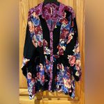 Free People Bunch A Brunch Tunic Top Dress Black Motif Pink Purple Floral Small Photo 6