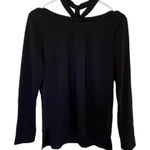 Drew  NEW black long sleeved sweater cut out straps around neck size small Photo 0