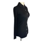 Enza Costa Shirt Women‎ XS Black Ribbed Knit Collared Button Long Sleeve Tunic Photo 4