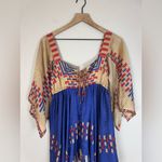 Anna Sui Vintage Y2K 2008 Western Native Boho Asymmetrical Silk Mini Dress sz 4 Photo 2