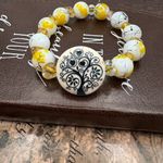 Handmade Tree of Life Beaded Bracelet Boho Ceramic Glass Stretch Yellow Photo 3