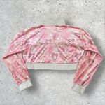Dazey LA  Reflect Floral Figure‎ Velour Half Zip Cropped Pullover Track Top Sz S Photo 2