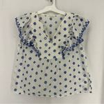 Jennifer Grace Jennifer & Grace Floral Embroidered Cap Sleeve Ruffle Blouse Large White Photo 0