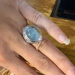 Natural Aquamarine Sterling Silver Cocktail Ring Size 6.75 Photo 3
