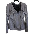 Tangerine  Black & White Striped Quarter Zip Hoodie Photo 1