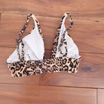 ASOS DESIGN Leopard Print Rib High Leg Thong Bikini Top US Size 4 UK 8 Brown Photo 3