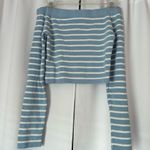 SheIn Light Blue & White Off the Shoulder Sweater Size Medium Photo 1