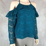 Ultra Flirt Teal Lace Cold-Shoulder Top NWT MEDIUM Photo 3