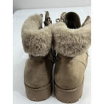 Esprit Womans Espirit Bunny Ankle Boots 7.5 M Zip Up Lace Up Cuff Chunky Lug Heel Tan Photo 4