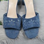 Nine West Denim Blue Lidey Eyelet Slide Block Heel Sandals Women's Size 11 Photo 6