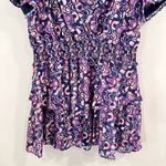 Amanda Uprichard  Purple Blue Geometric Tiered Ruffle Dress LARGE‎ Photo 5