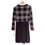 1901 NWT Plaid Bodice Long Sleeve Preppy Sweater Dress Navy Blue Size Large NEW Photo 3