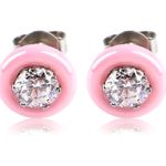 Boutique NEW Unisex Pink Ceramic .5 Carat Solitaire Simulated Diamond Stud Earrings Photo 0