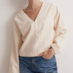 Madewell NWT Val Waffle-Knit Relaxed V-Neck Top in Antique Cream Photo 0
