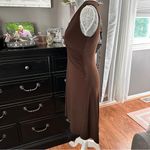 Candie's Candie’s Brown Sleeveless Ring Detail Midi Dress L Glam Mob Wife Cocktail Party Photo 7