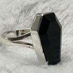 Onyx 925 Silver Natural Black Coffin Ring Size - 7.75 -RGN-785 Photo 0