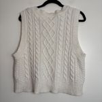 Aerie  Cable Knit V Neck Sweater Vest Cream oversized Size L Photo 5