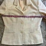 Vintage 90s Pastel Yellow Tweed Blazer Petite 8P Preppy Spring Jacket Photo 6