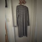 Bobeau  Striped Long Cardigan - Black and White Photo 5