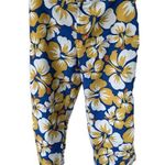 Beach Rays Juniors Hawaiian Tropical Floral All Over Hibiscus Cropped Pants 9 Blue Size undefined Photo 0