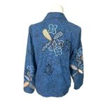 Coldwater Creek Vintage Embroidered Denim Jean Floral Jacket Small Boho Festival Photo 4