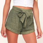 Lulus Tie Front Olive Green Shorts Photo 0