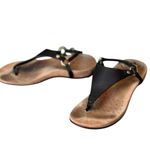 Vionic Kirra Black Leather Thong Sandals Size 6 Ring Detail Arch Support Comfort Photo 2