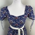 Unique Vintage  Navy Dakota Flare Whimsical Botanical Mushroom Dress Small Photo 3