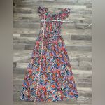 cupio  Colorful Paisley Maxi Dress Sleeveless, Ruffle Collar, Drawstring R35 Photo 5