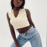 Princess Polly Sydney Cropped V-Neck Sweater Vest in Cream Size S/M Photo 2