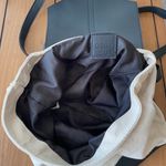 Deux Lux Ivory Canvas Backpack Black Vegan Leather Bag Purse Photo 5