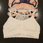 Laura Ashley π Padded Lace Back Bralettes (3 Pk) Navy Blue Pink White Small NWT Photo 5